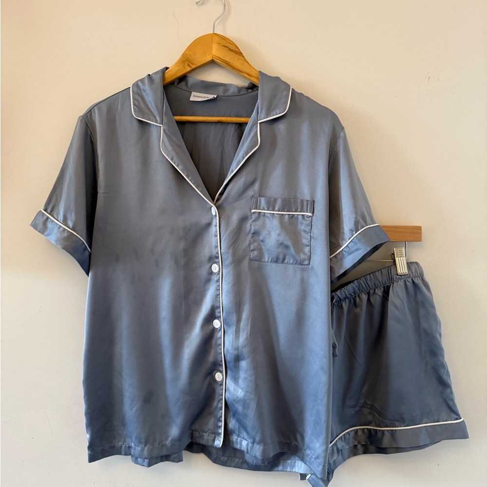 Delicacy Satin Pajama Set - Gray